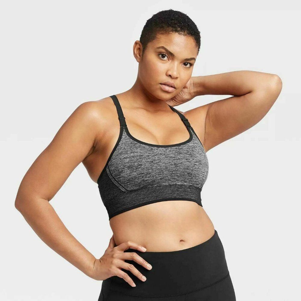 ALL IN MOTION Medium Support Seamless Cami Bra size L HEATHER GRAY